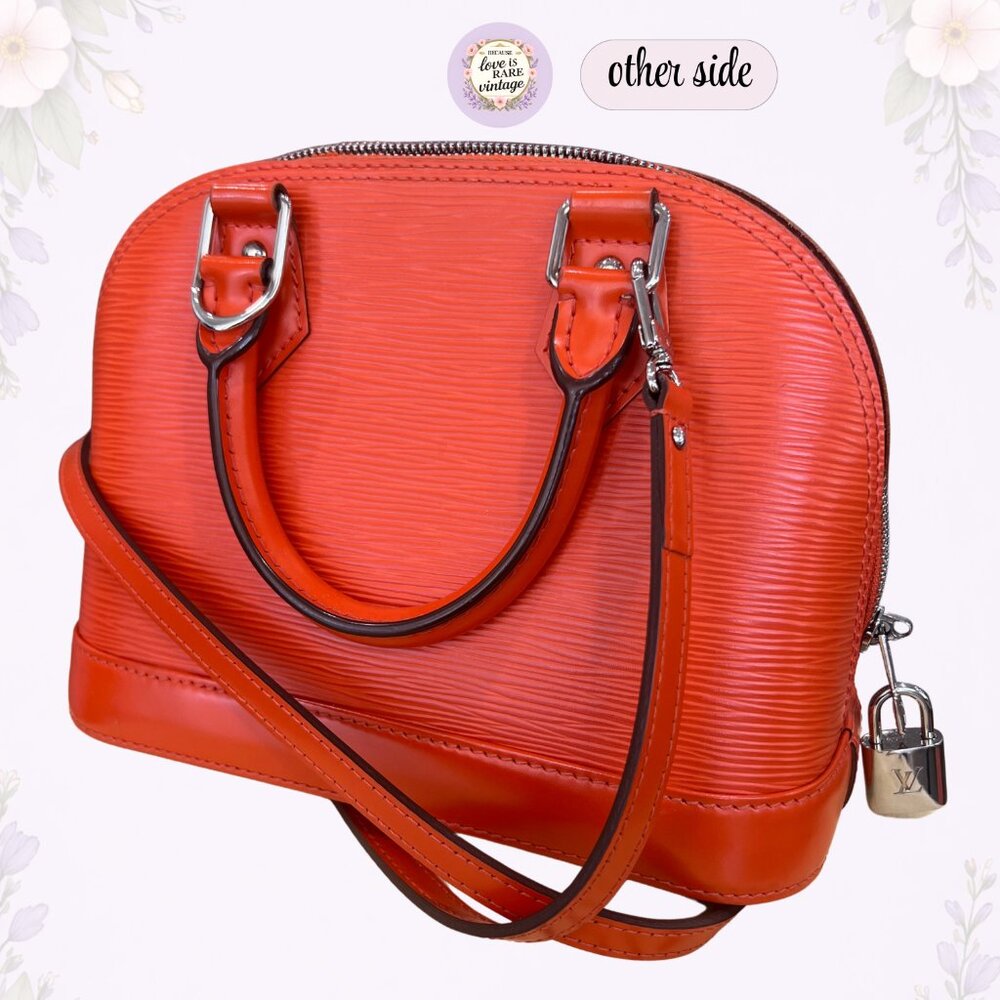 Authentic Louis Vuitton Alma BB Epi Leather Orange Crossbody • Silver Hardware - Picture 3 of 15